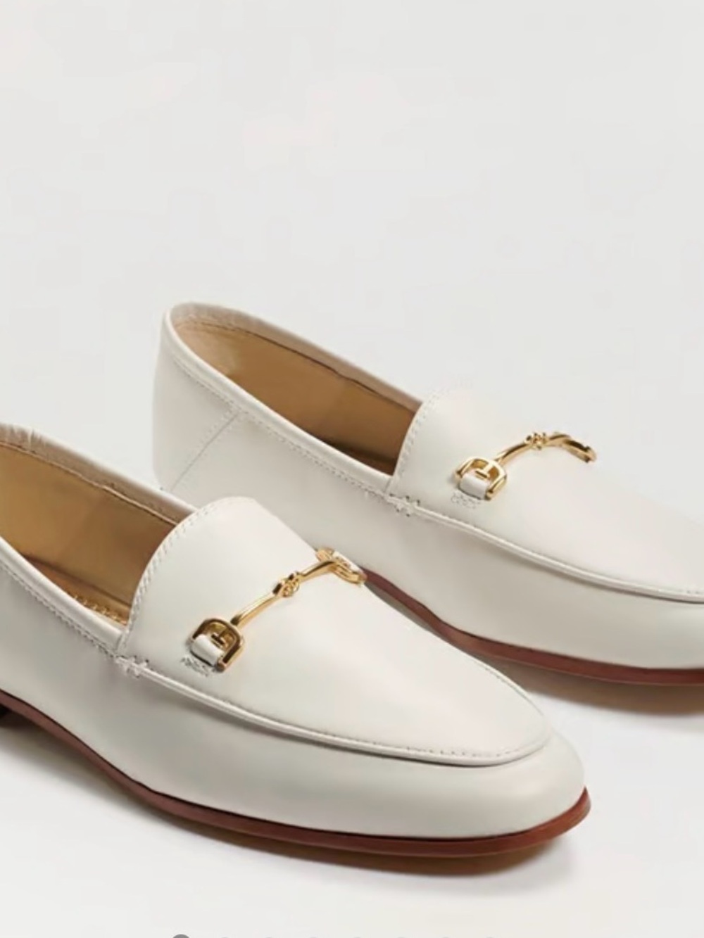 Sam Edelman Loraine Women's White Leather Gold-Bit Loafers